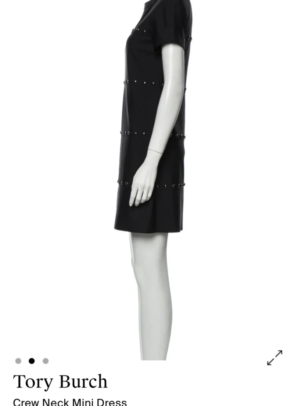 Tory Burch Black Short Sleeve Studded Shift Dress - Picture 6 of 7